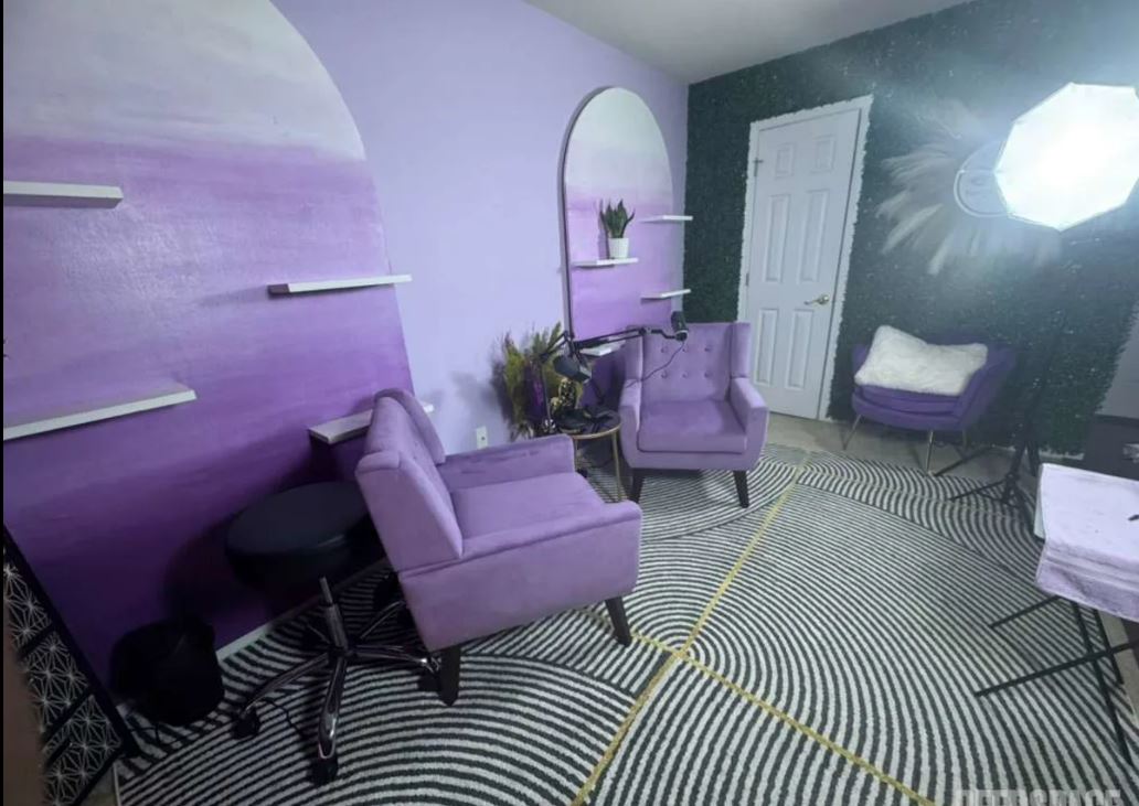 Lighting at The Purple Room podcast studio in Beltsville, Maryland